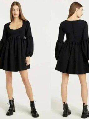 Worn Once! Cinq a Sept Dorina Mini Dress Balloon Sleeve Black 4 MSRP $465